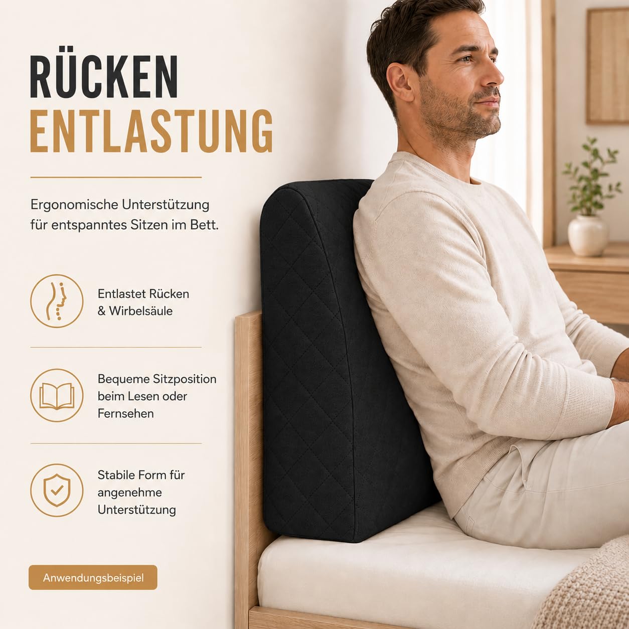 Rückenlehne 90x45 cm, Anthrazit | Komfortables Rückenkissen für Bett, Sofa oder Palettenmöbel, Vielseitiges Rückenstützkissen, Abnehmbarer Bezug