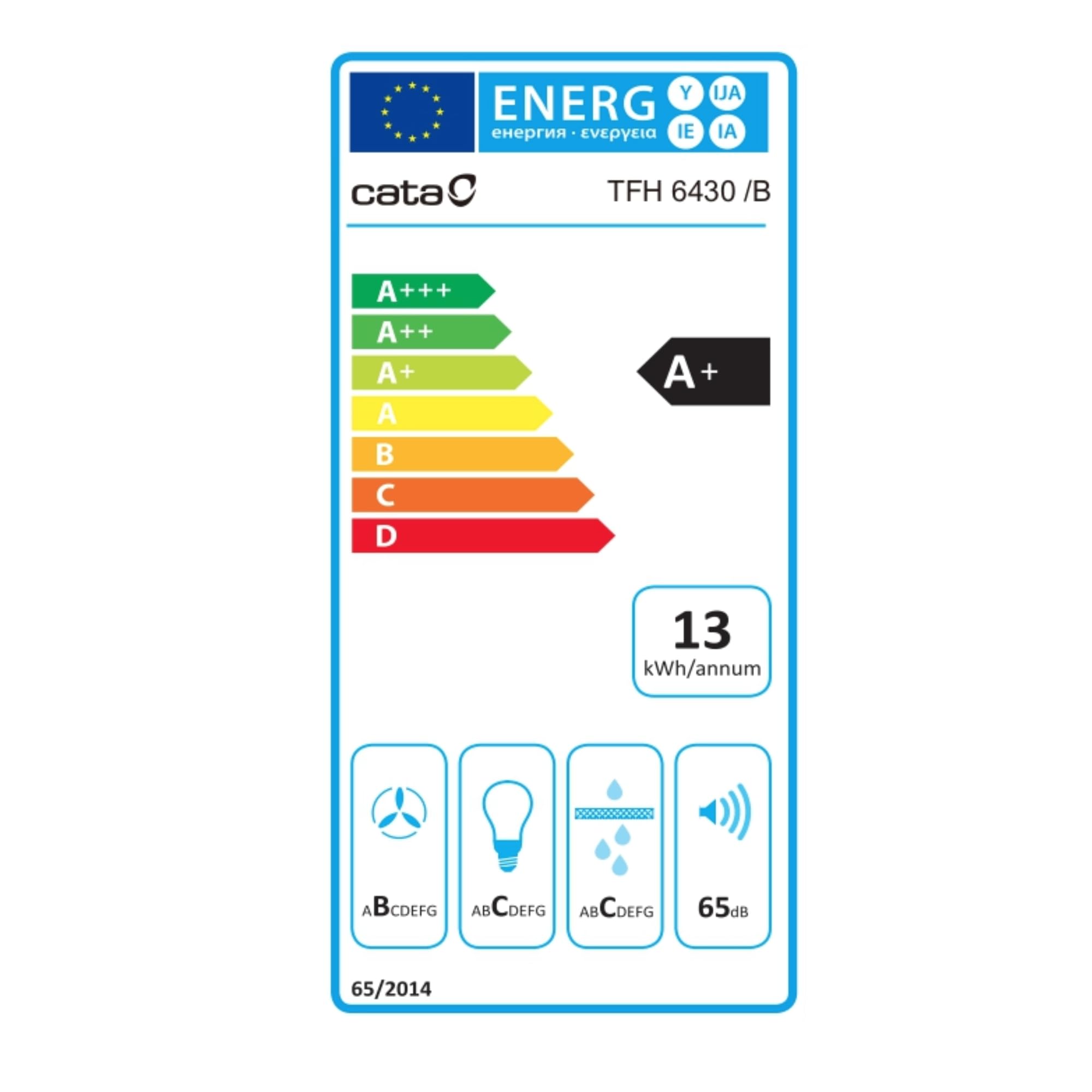 CATA Campana Extractora Telescópica, 391 m³/h, 4 Velocidades 3+1 Turbo, Control Táctil con Display, Motor Brushless de 53 W, LED Regulable, Clase A+, Negro