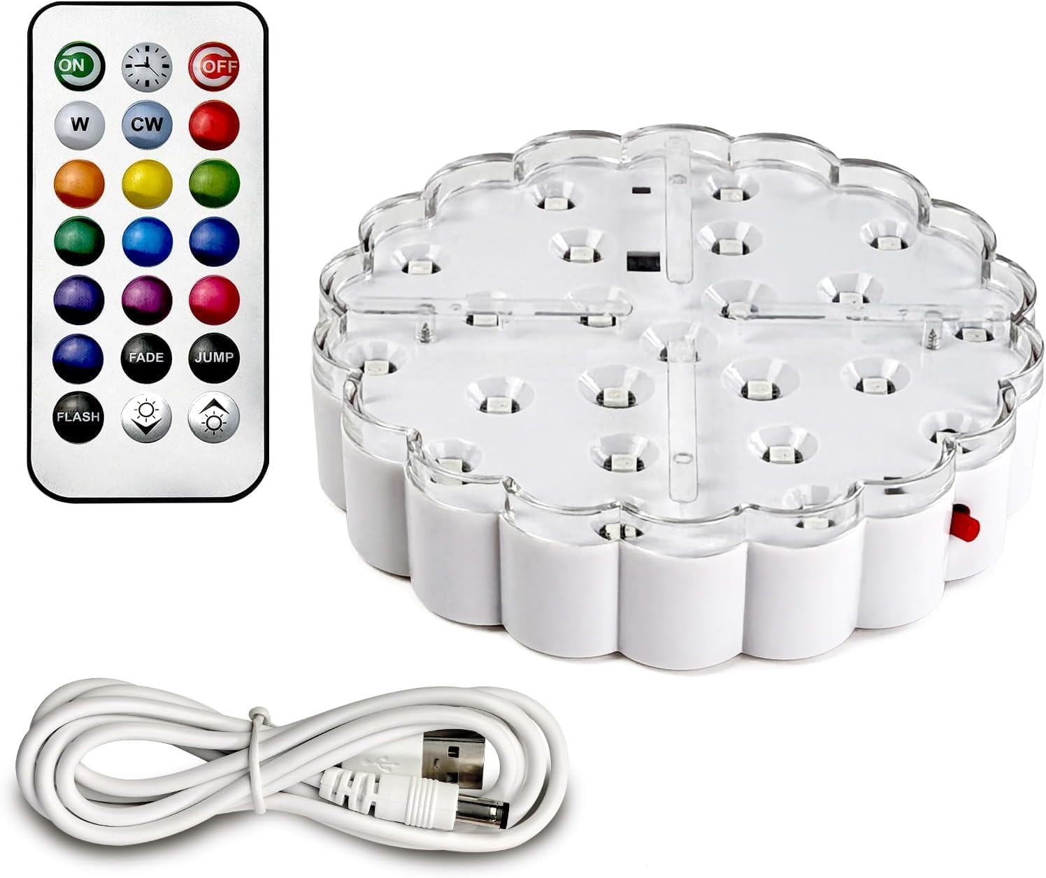 LED Light Base 6 Inch Round - 13 Colors, Brightness Adjustment & Color Changing Modes, Led Light Stand with Tea Display Lights and Lamp Base