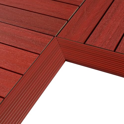 NewTechWood 1/6 pies x 1 pie Quick Deck Azulejo compuesto interior de esquina Fascia en rojo sueco (2 piezas/caja)