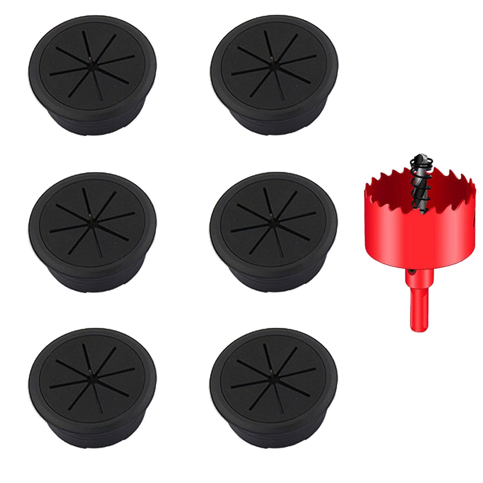 Desk Grommets - 6 White Cable Covers -11 Desk Grommets - 6 White Cable Covers -11