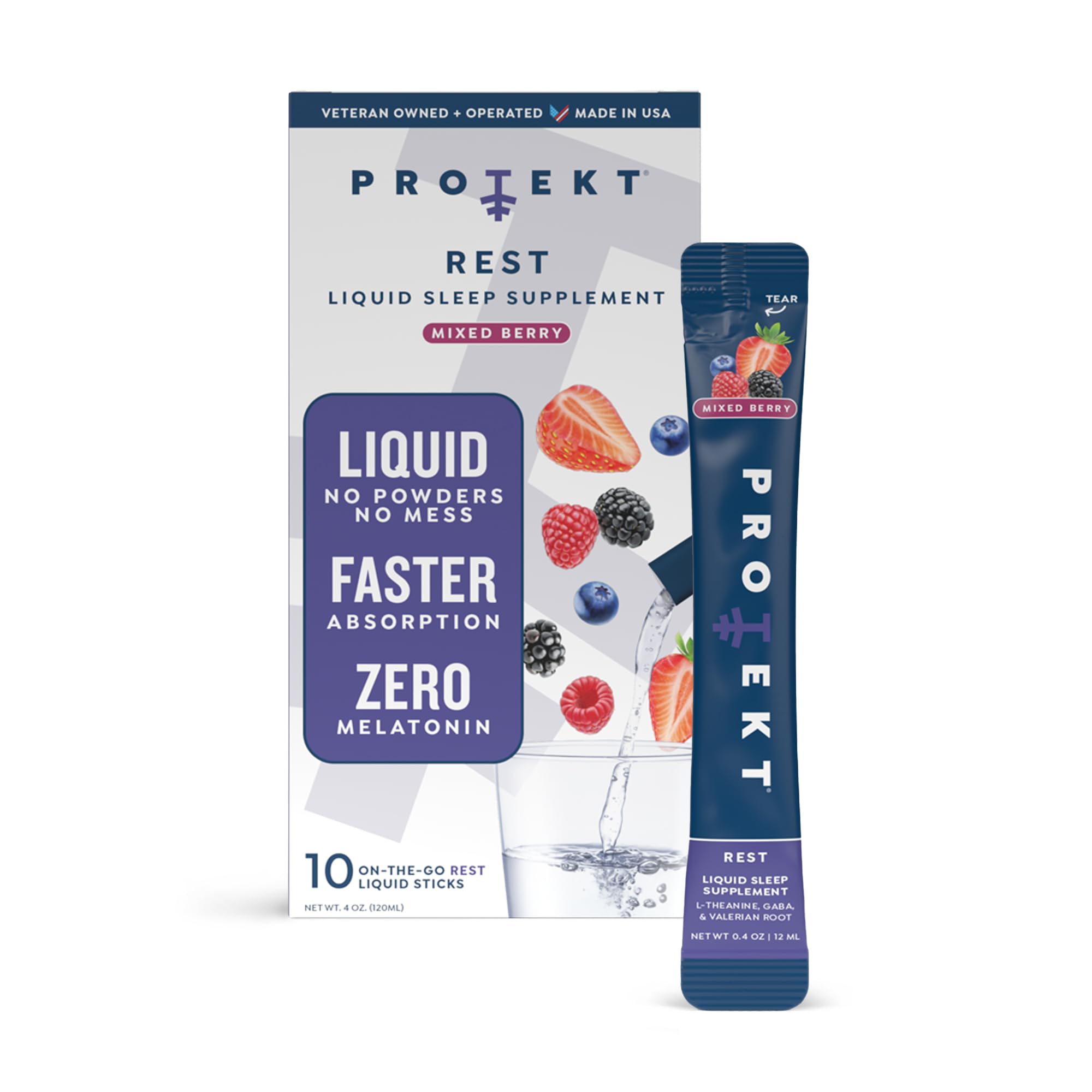 - PROTEKT GABA L Theanine Supplement | Melatonin-Free Sleep Aid for Adults | Valerian Root for Night Support & Restful Sleep | GABA Calm Liquid Drink Mix for Adults | Mixed Berry, Pack of 10