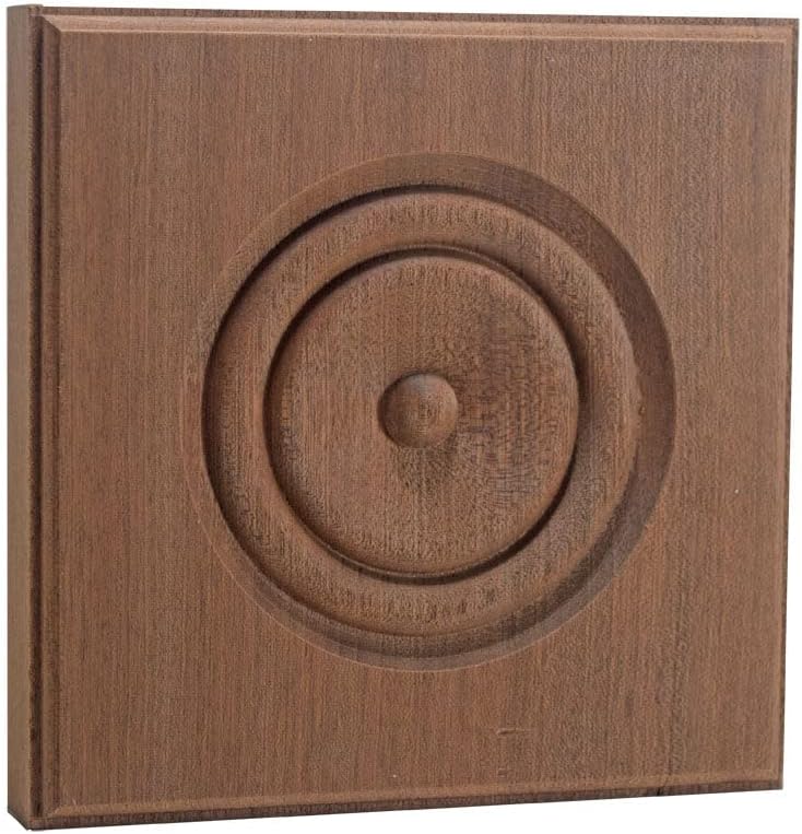 Miniatura 5 de Bloque de roseta de esquina de madera dura de 1" x 5-12" cuadrado EWAP90, roble rojo