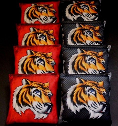 BackYardGamesUSA Bengal Tiger Predator Hunting RED Black Set of 8 Regulation Custom Cornhole Bags B207