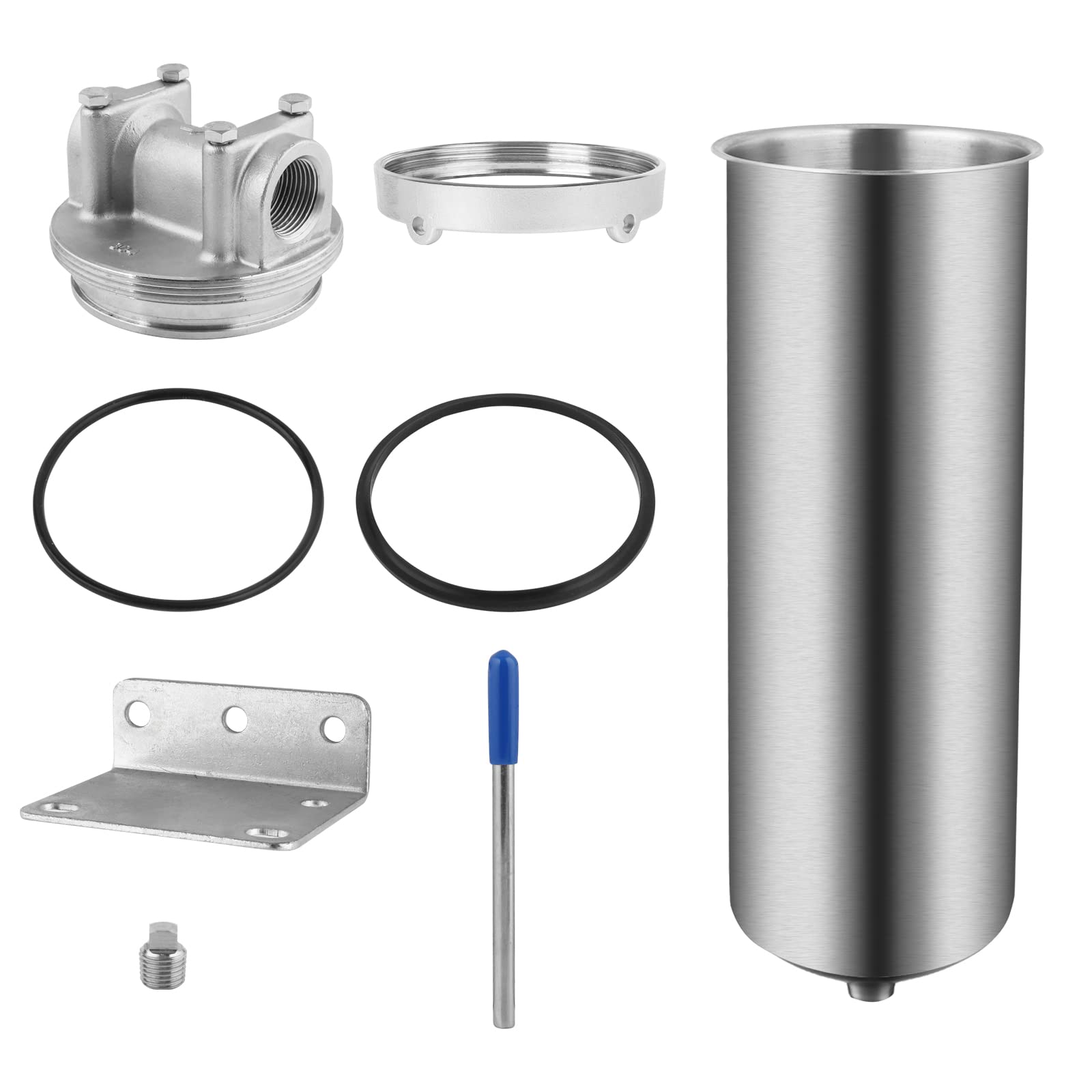 NSF Edelstahl-Filtergehäuse für 10"/20" Filterpatrone, 1/2" NPT Wasserfiltergehäuse für das ganze Haus Wasseraufbereitung von Edelstahl 304 (10" C-Gehäuse)
