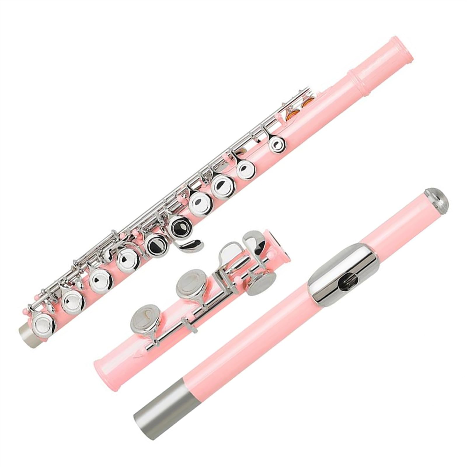 Flauta De 16 Agujeros, Agujero Cerrado, Tono C, Flauta Rosa, Llave Plateada, Flauta De Cuproníquel Con Accesorios De Flauta Flauta Travesera Kit