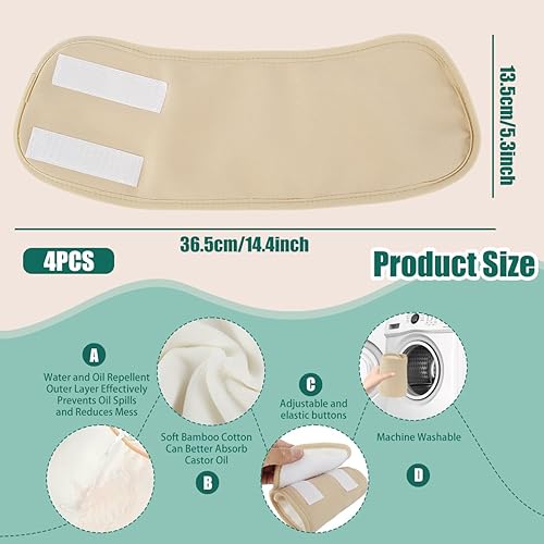 Miniatura 2 de Paquete de 4 envolturas de aceite de ricino para tobillo de pie, envoltura de pie de aceite de ricino, envoltura de compresión de pie de aceite de