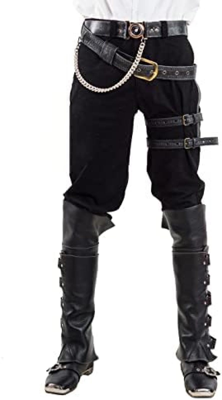 Middeleeuwse Viking Armor Lederen Half Chaps Lace Up Gesp Schoenen Laarzen Cover Steampunk Vintage Wandelen Gaiter Mannen Vrouwen, 2 Stuks