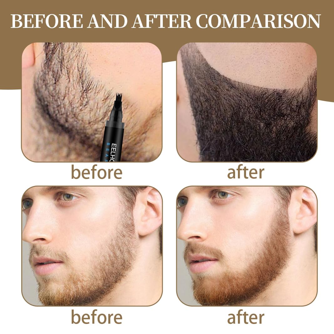 Beard Pen Filler para hombres, delineador de barba fácil, relleno duradero y natural, micro punta precisa para bigote y cejas, negro