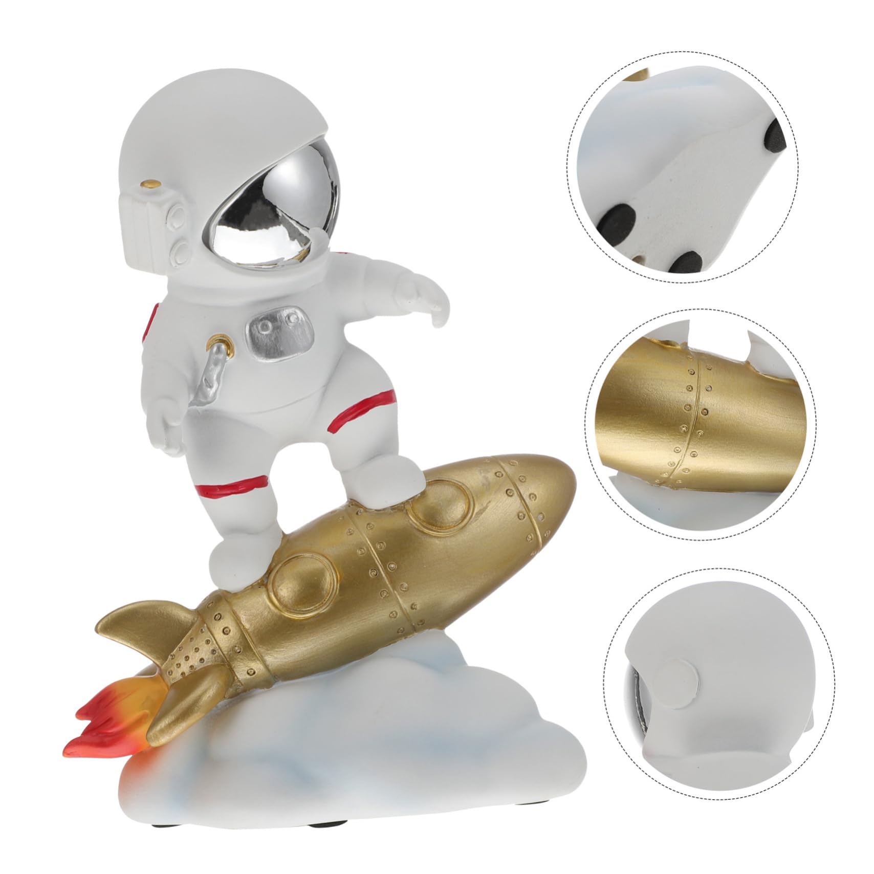 Adorno de Resina Diseño de Astronauta Dorado, Decoración Ligera y Fácil de Mover para Oficinas y Hogares, Accesorio Creativo y Adorable para Escritorio