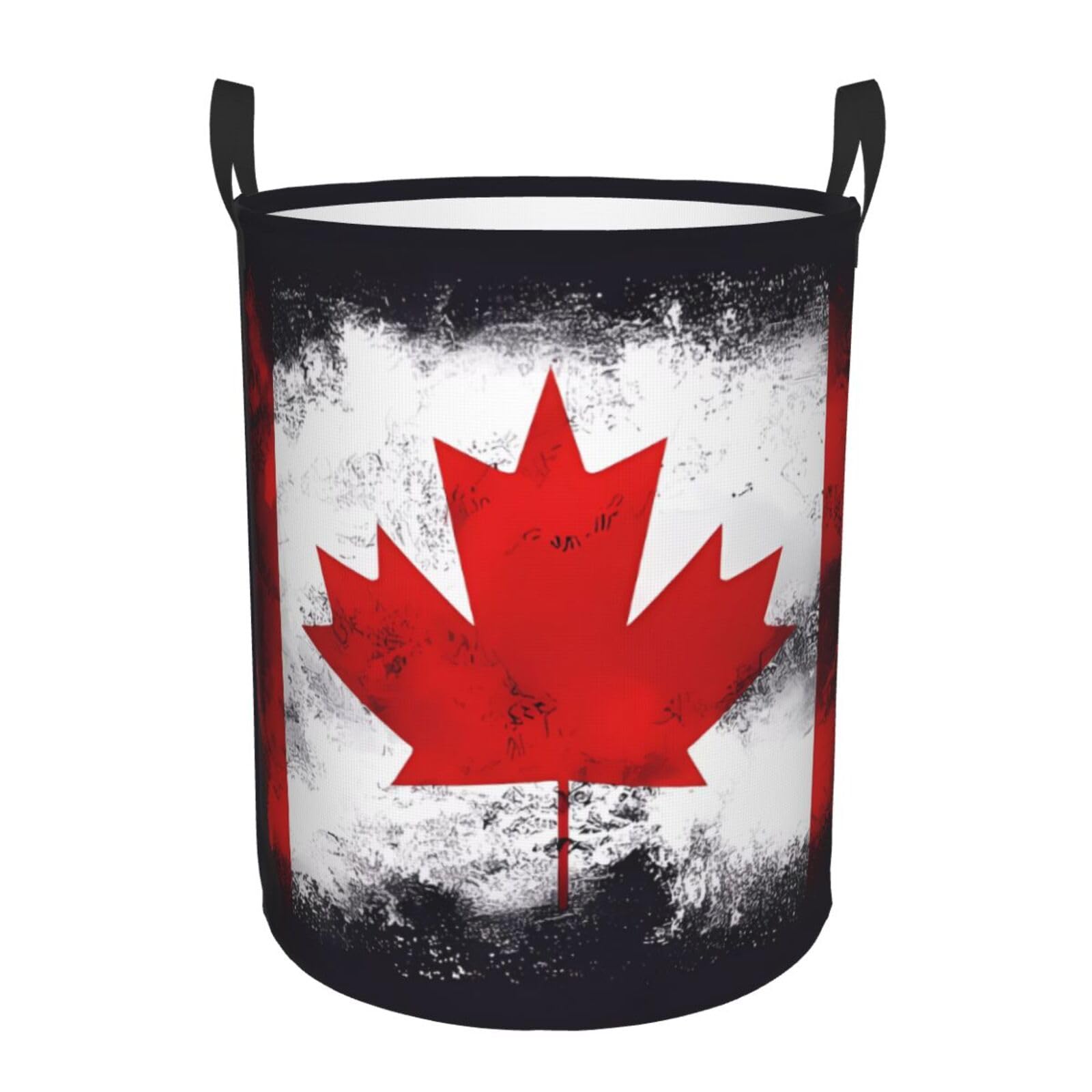 M Collapsible Canadian flag Print Circular Hamper Round