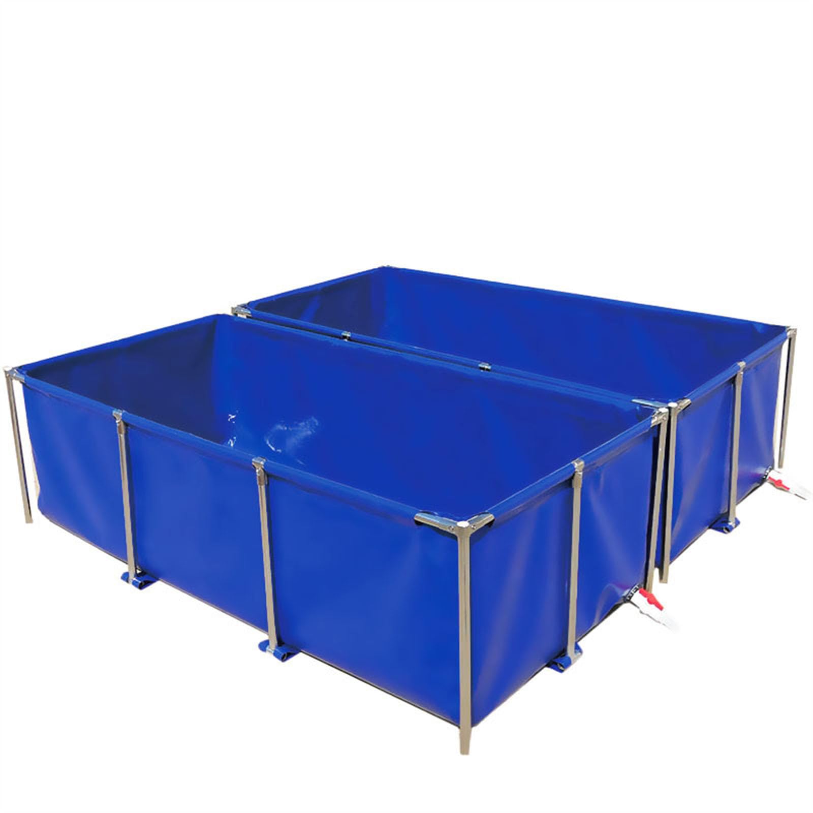 Lago Artificiale Fuori Terra in Tela con Telaio in Acciaio, Valvola di Scarico, Piscina Acquario Blu, Laghetto per Carpe Koi, Serbatoio Pieghevole per L'acqua, Vasca Espositiva,001,1m*0.6m*0.3m