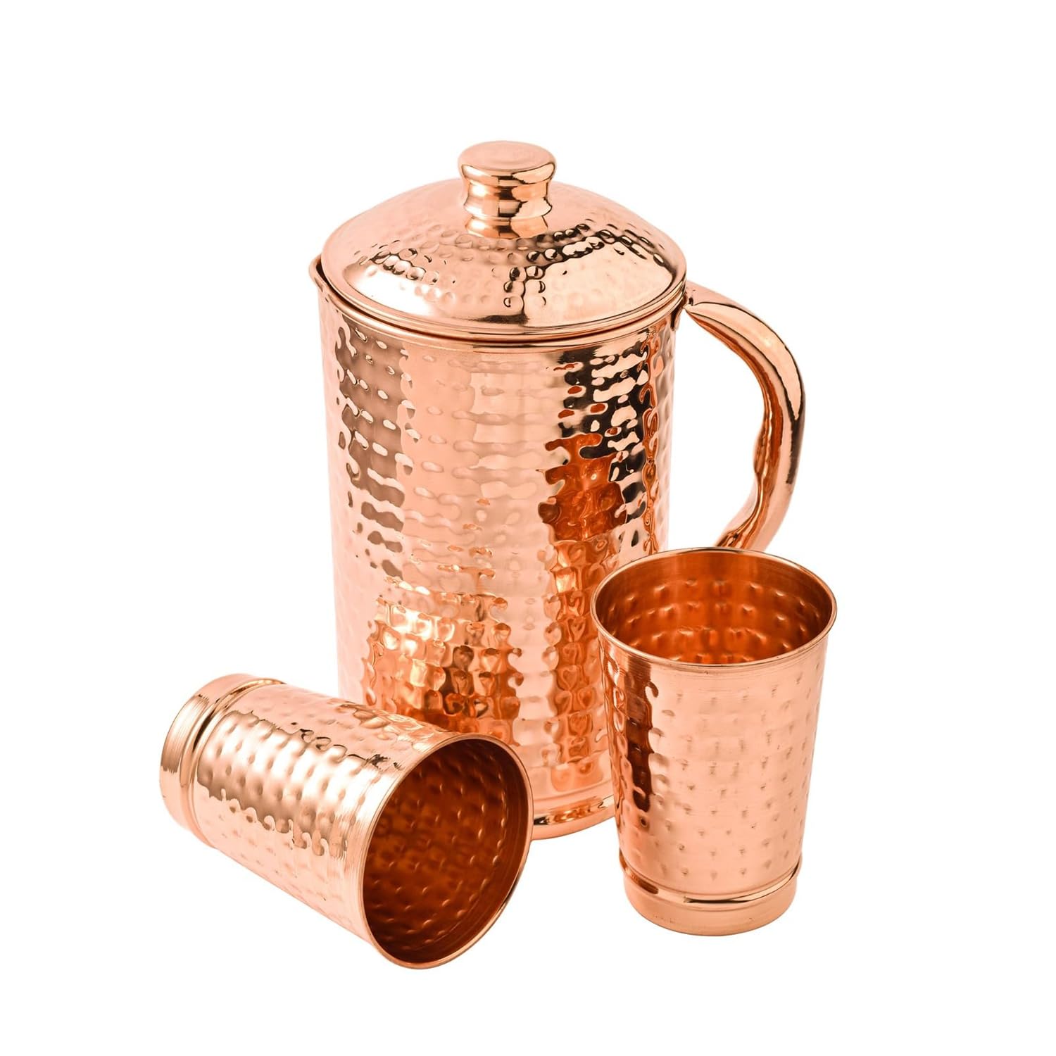 Amazon.com: Pure Copper Bedside Water Carafe Set with 2 Tumblers