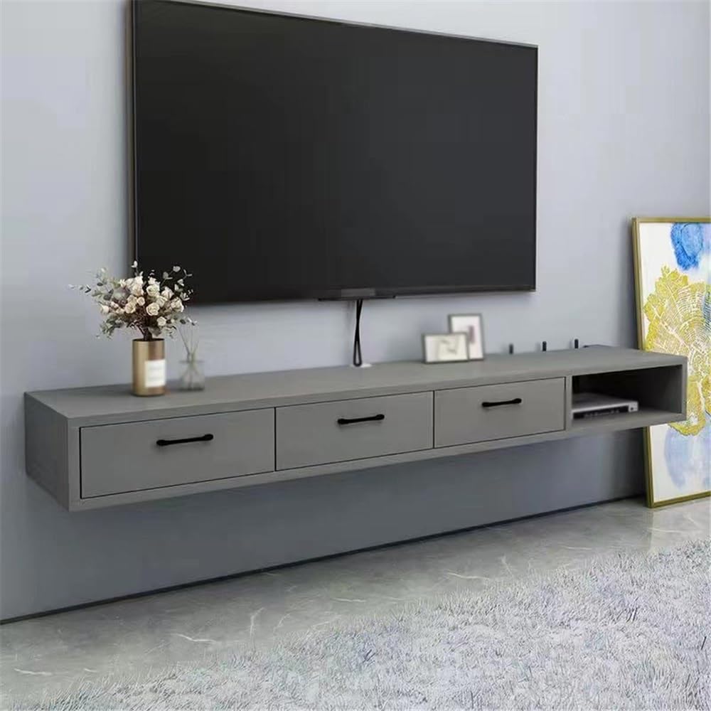 jednostka multimedialna Wisząca jednostka pod telewizor, konsola do gier, multimedialna, szafka, półka do salonu(Grijs,160x23x20cm)