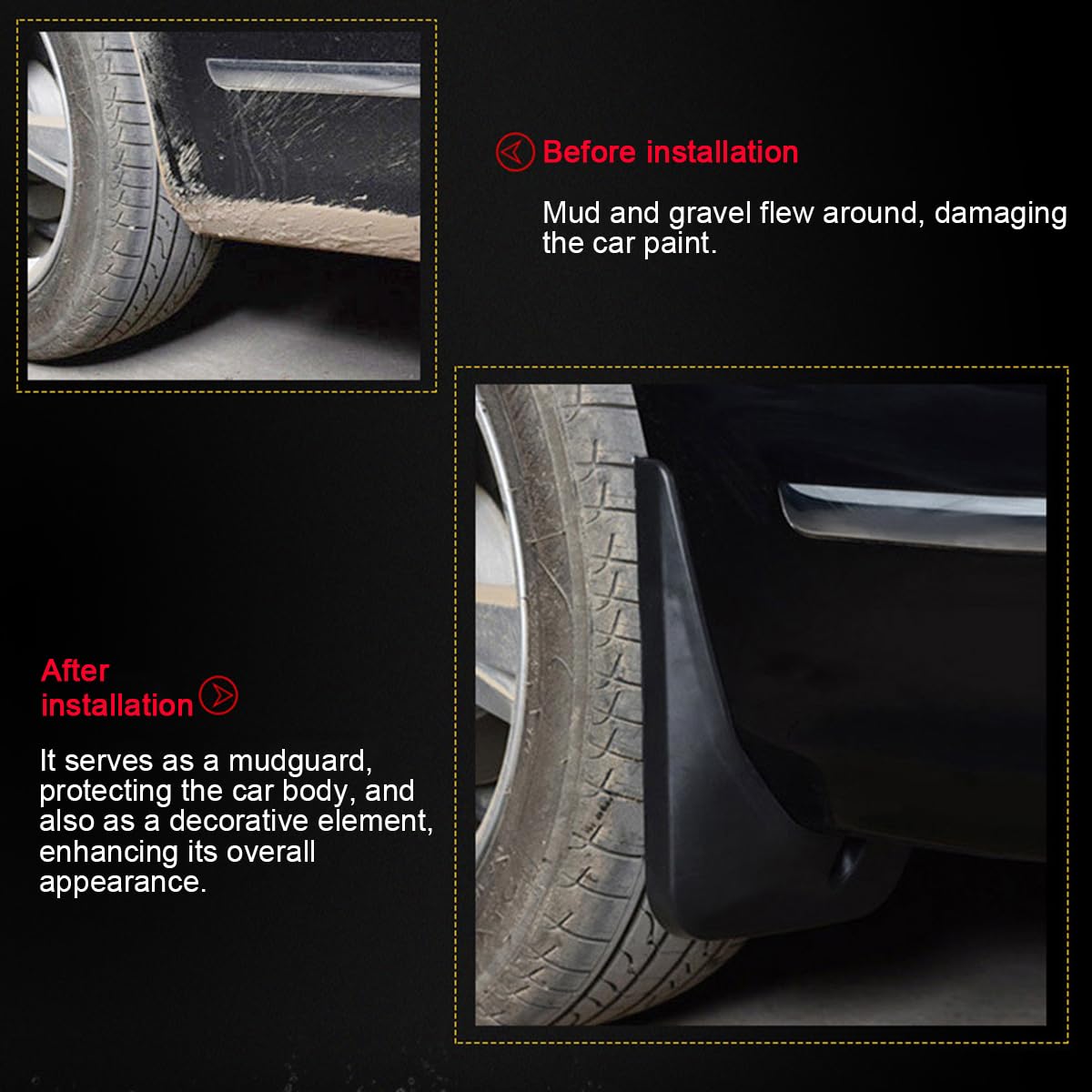 4 pièces Larges bavettes pour Peugeot Partner 2008-2018/Peugeot Partner 2019-2025 2026, Bavettes pour Auto Garde-Boue pièges Sales élargisseurs d'ailes avec Clips