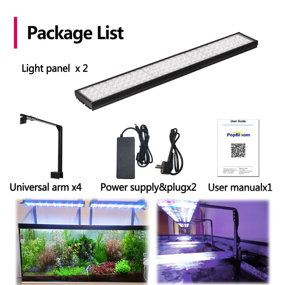 PopBloom Aquarium LED Beleuchtung, RGB Aquarium LED Lampe mit App-Steuerung, Aquariumbeleuchtung, für 150cm-180cm Aquarien Fisch Tank Fisch Pflanze