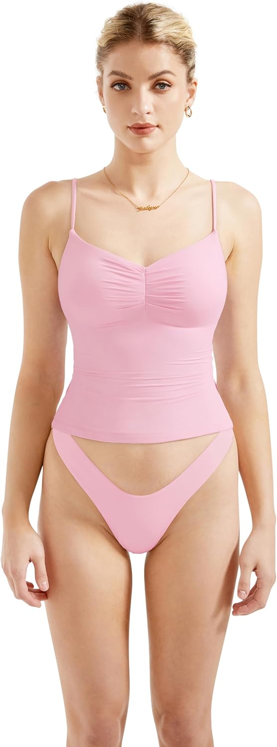 SUUKSESS Women Double Lined Basic Tank Top Summer Padded Going Out Tops Sleeveless Camisole Shirts - Image 2