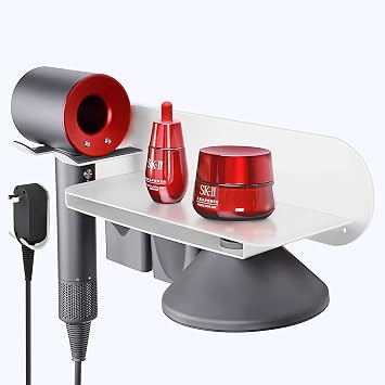 Amazon.com: FLE Soporte para secador de pelo montado en la pared con  estante, organizador para secador de pelo, compatible con secador de pelo  Dyson Supersonic, color blanco : Belleza y Cuidado Personal