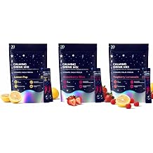 H2O Capsule Calm Magnesium Glycinate Powdered Drink Mix with Electrolytes Sugar Free, Ashwagandha, L-Theanine, B6 & GABA 60 Servings 20 Lemon, 20 Strawberry, 20 Raspberry