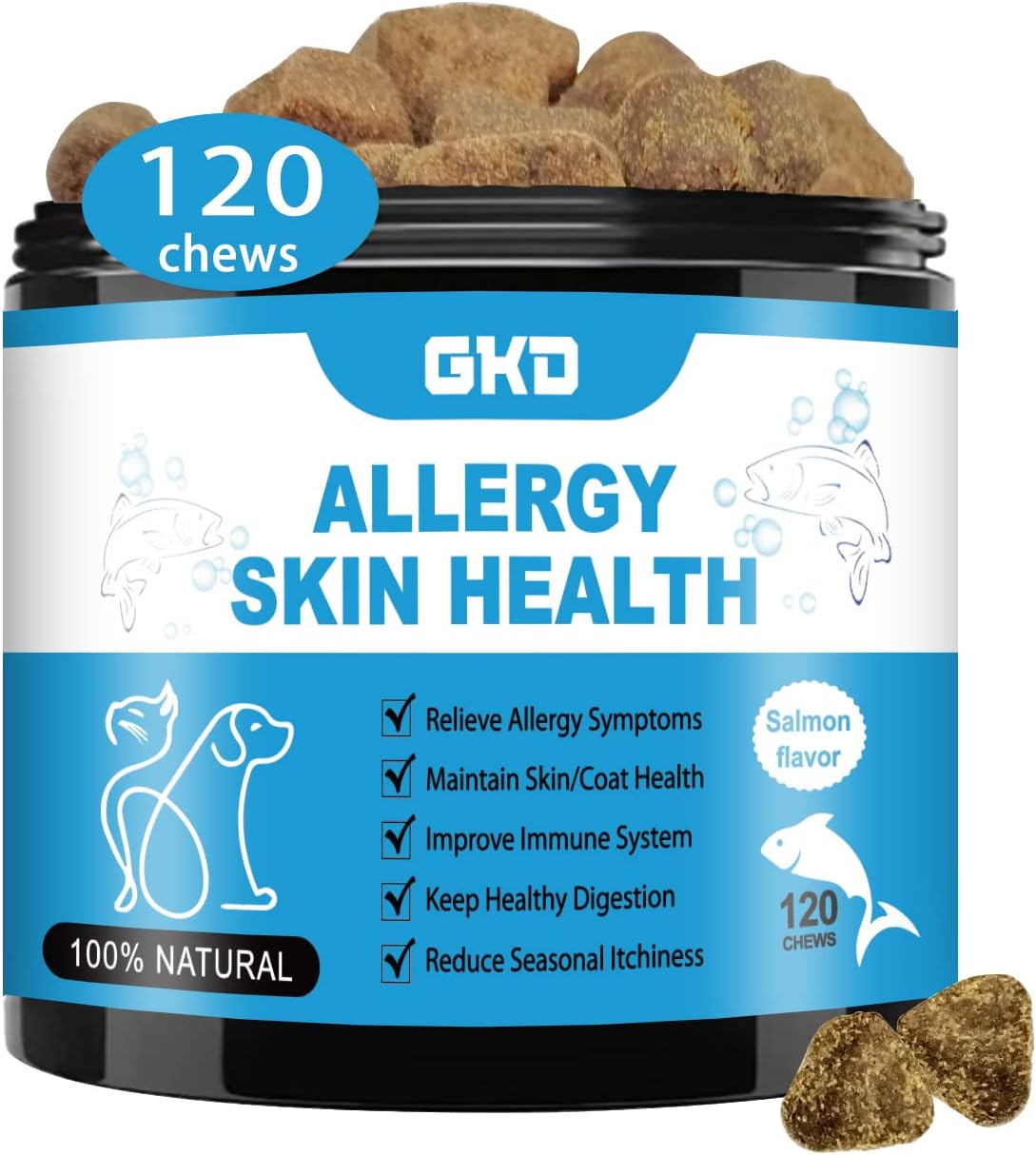 Dog Allergy Relief Chews, Omega 3 Salmon Fish Oil Probiotic Supplement Dogs Itch