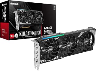 ASRock Radeon RX 9060 XT Challenger Pro 16GB OC 그래픽 카드, RDNA 4, 3290MHz 부스트, 16GB GDDR6 128비트, PCIe 5.0, 트리플 팬, 0dB 무음, LED 스위치