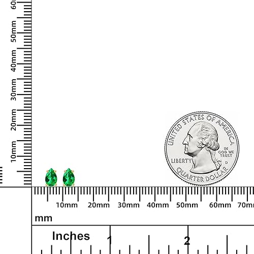 Miniatura 7 de YUNKAI Sterling Silver Emerald Earrings for Women,May Birthstone Classic OvalRoundPrincessPear Cut Synthetic Emerald Stud Earrings Hypoallergenic
