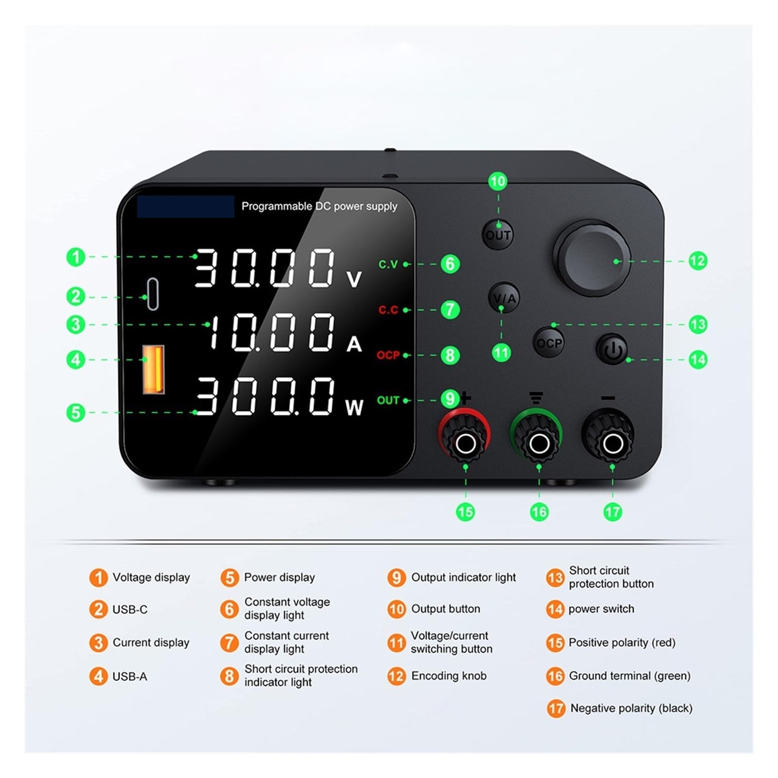 Fuente de alimentación variable, Fuente De Alimentación CC Laboratorio, Ajustable, 30V, 10A, Ajuste Del Codificador Corriente Voltaje, 60V, 5A, 120V, 3A(EPS6205 62V 5A)