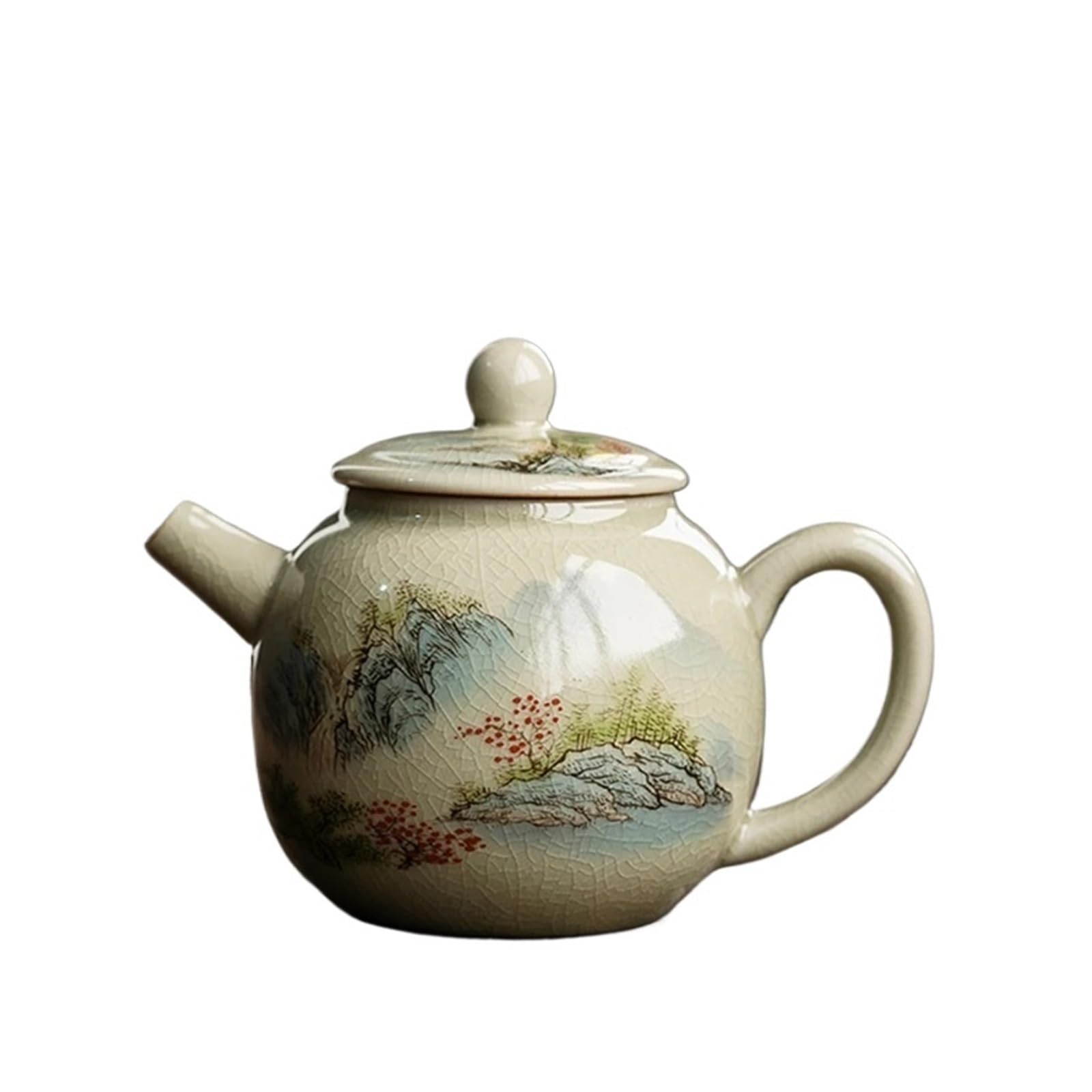 TYUHDUYUR Landscape Pottery Kettle Vintage Teapot Tea Ceremony Set Milk Tie Guan Yin Jasmine Antique Teaware Type (Beige As Shown)
