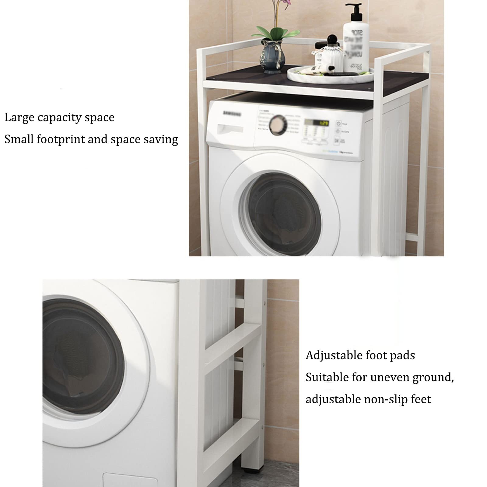 Organizador de baño de Metal Estante para Lavadora Estante para Lavadora de baño en la Sala de Estar Hecho de Acero al Carbono, Estante para Inodoro sobre el Inodoro (Blanco B)