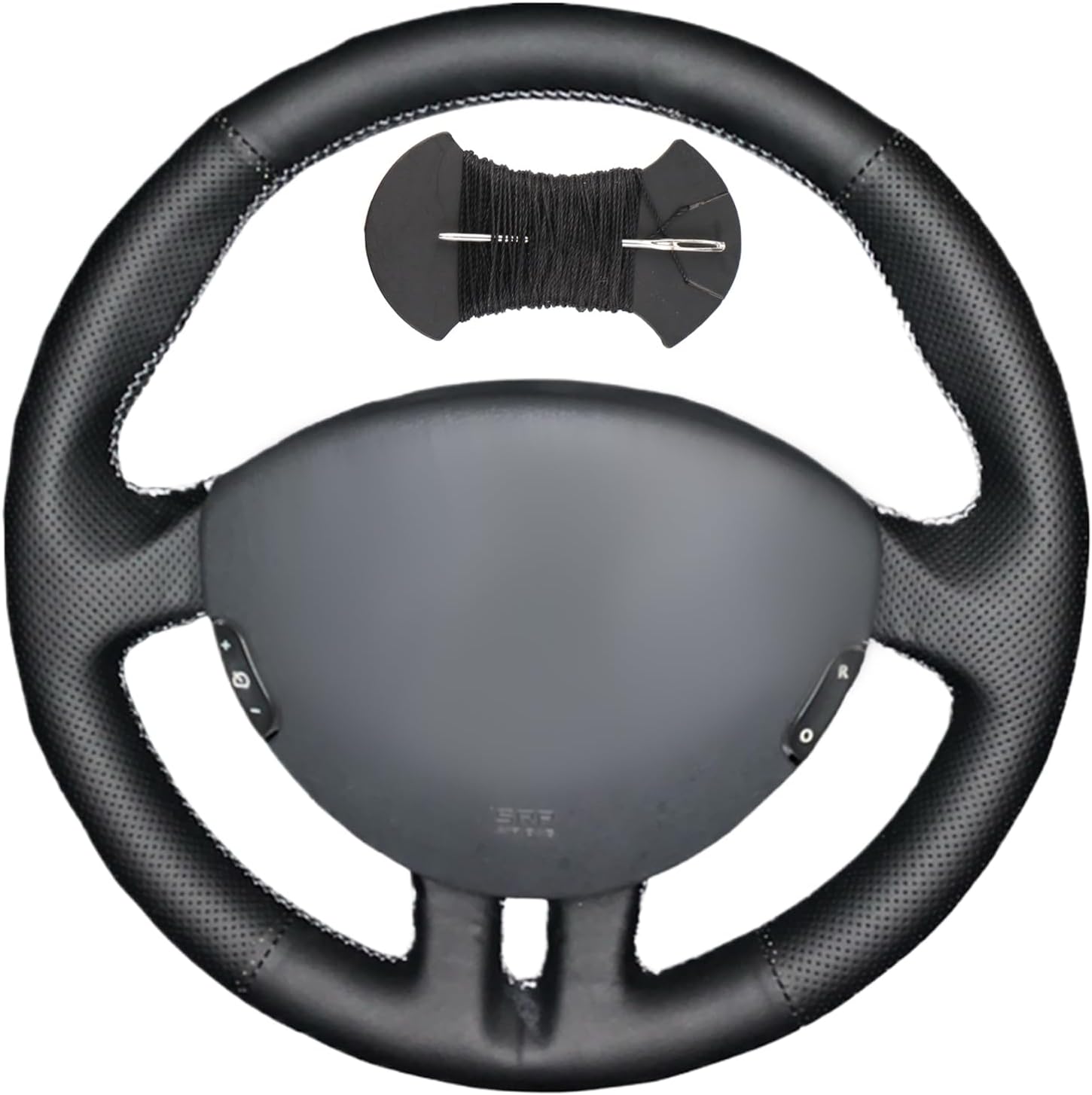 Car Steering Wheel Cover Microfiber Leather Stitch Wheel Wrap Fit for Renault Clio 3 RS 2005 2006 2007 2008 2009 2010 2011 2012 2013 Renault Clio Dynamics 2008 Renault Clio MK 3 2010,Black