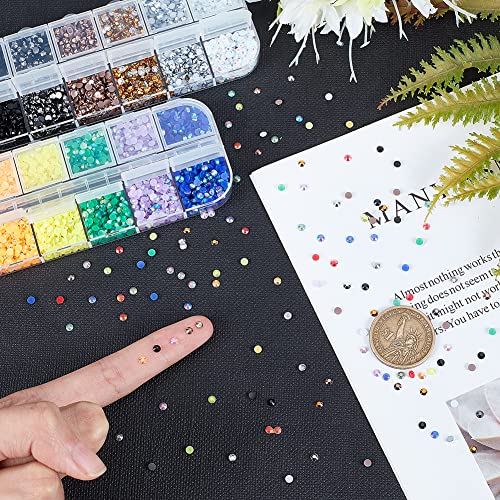 OLYCRAFT 6000Pcs 12Colors Resin Rhinestones Gemstones 3mm Mini Rhinestone Resin Fillers Rhinestone Cabochons Diamond Crystals Beads Resin Accessories Supplies for DIY Decoration and Nail Arts