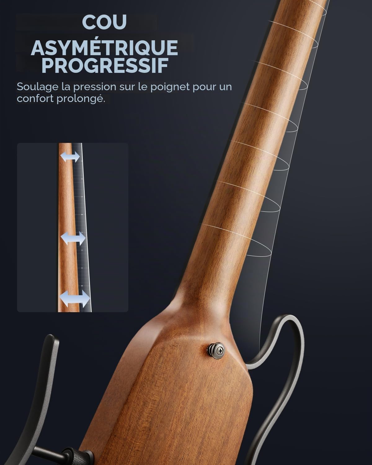 Donner HUSH-X Kit de Guitare Électrique - Guitare Headless Ultralégère, Idéale pour les Voyages et l'Entraînement, Corps en Acajou Massif avec Cadres Faciles à Assembler, Tous les Accessoires, Naturel