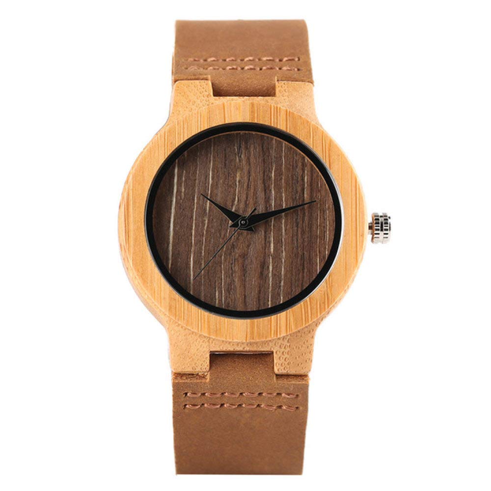 OIFMKC Orologio in legno Orologio da coppia in legno di bambù Orologio analogico al quarzo Donna Uomo Orologi creativi per gli amanti Orologio con cassa in bambù al 100% naturale M