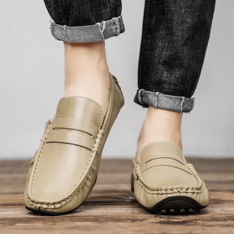 Men Prom Loafers Vegan Leather Vintage Outdoor Solid Color Low Top Classic Slip On3