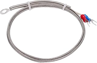 MECCANIXITY K Type Thermocouple Temperature Sensor PT100 6mm Ring High Temperature Probe 3.3ft Wire 0 to 600°C(32 to 1112°F) Stainless Steel