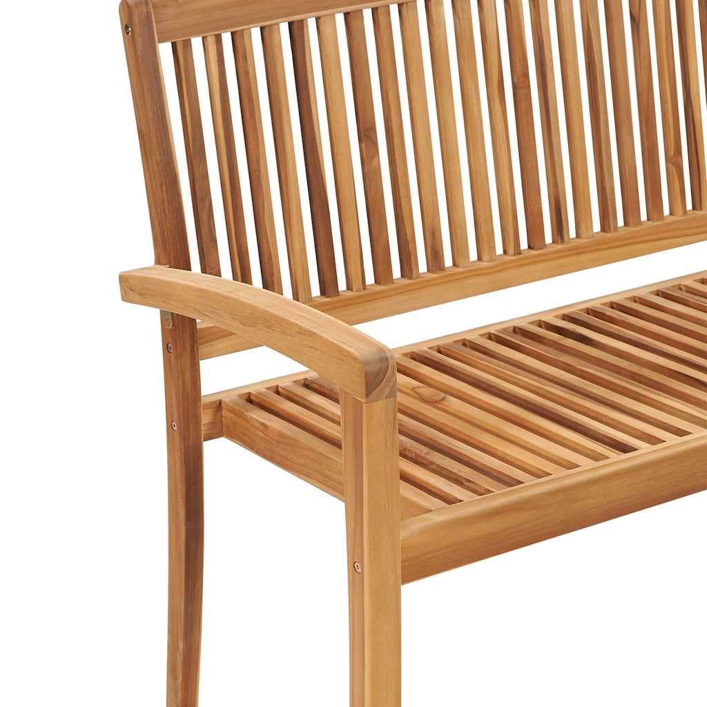 Banco de jardín apilable de 128,5 cm de madera maciza de teca, secado técnico y finamente pulido para una textura suave, ideal para jardín, patio o patio