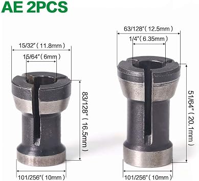 9-Pack High Precision Die Grinder Collet Set, 6mm 1/4 8mm Router Bit Collet Chuck Clamping Adapter for Engraving Trimming Machine Electric Router Milling Cutter