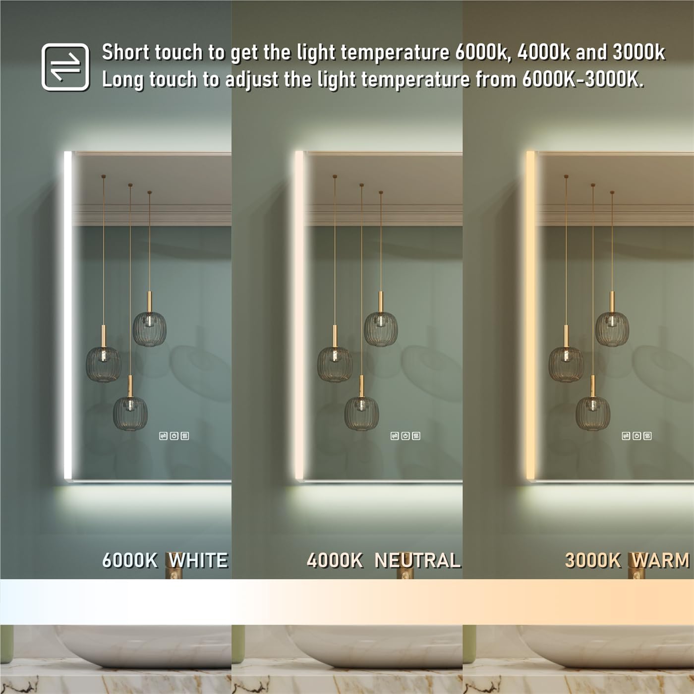 Adjusting brightness on WELLFOR LED Mirrored Bathroom Cabinet