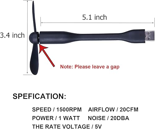 Miniatura 3 de Sokelinn-six Ventilador flexible USB, mini ventiladores de refrigeración portátiles alimentados por USB para banco de energía, portátil, PC,