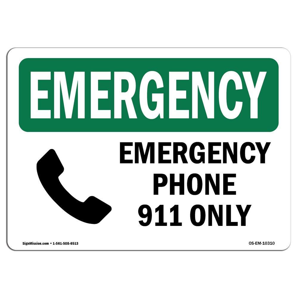 OSHA Emergency Sign - Phone 911 Only | Vinyl Label Decal | Protect Your Business, Construction Site, Warehouse & Shop Area | Made in The USA