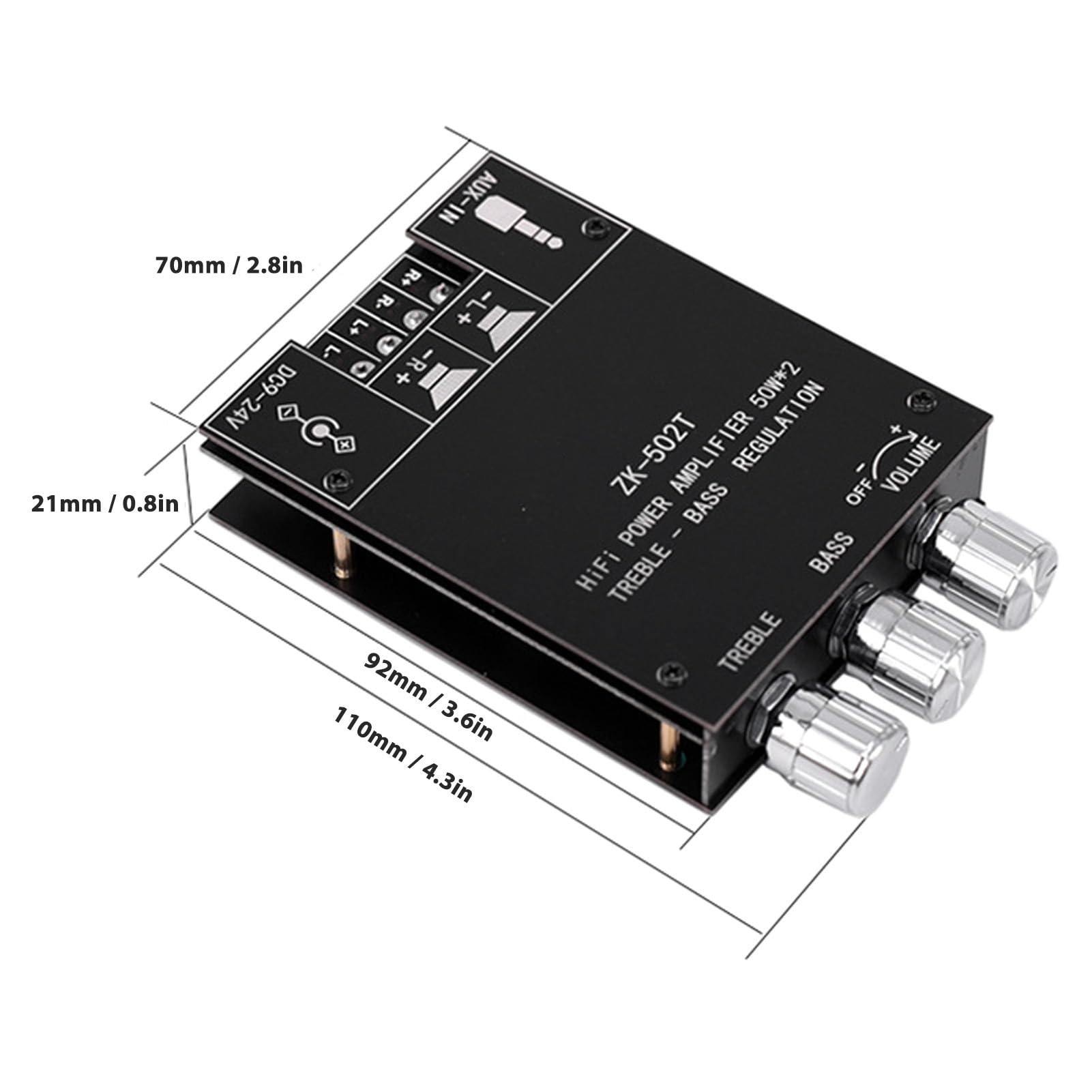 Carte D'amplificateur Bluetooth, Tpa3116d2 Récepteur Bluetooth Son Stéréo Module D'ampli Numérique Carte D'amplificateur Audio Bluetooth pour Home Cinéma DIY ZK-502T