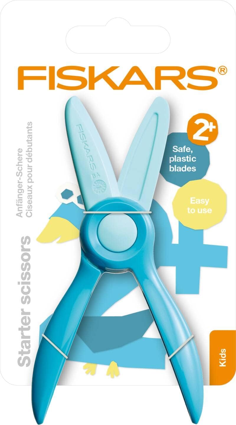 Fiskars 1064066 Children's Scissors for Ages 2 and Above Learn to Cut, Length: 13 cm, Plastic Blades and Handles, Teal, Starter, Blue-green