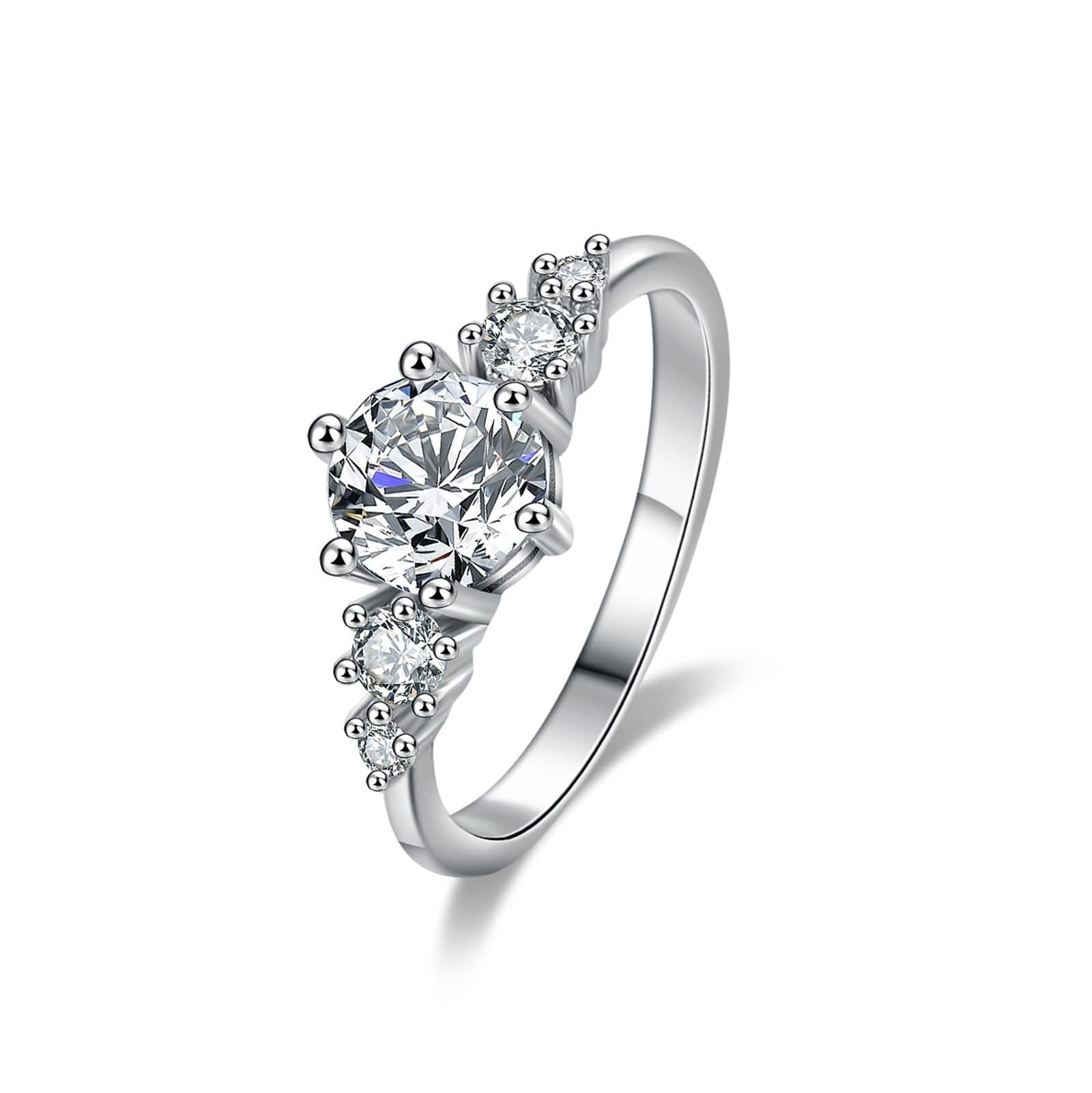 Anillo de oro blanco para mujer, anillos de compromiso, moissanite, 1 ct, anillo de boda solitario, elegante anillo de oro para mujer