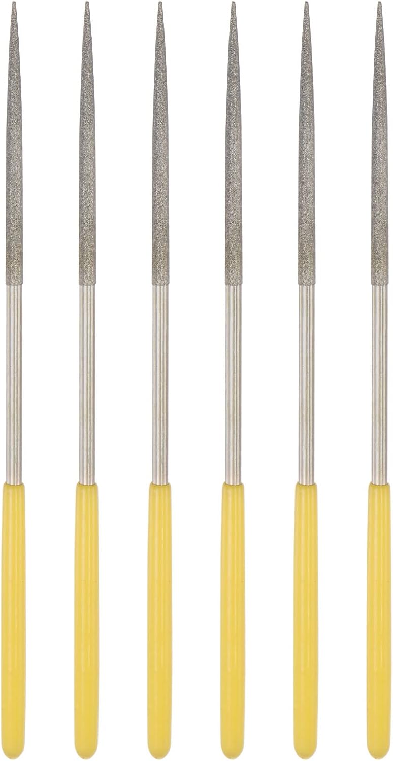 Diamond Needle Files, 3mm x 140mm Round Type File Handles Hand Tool for Metal Wood Stone Marble 6pcs