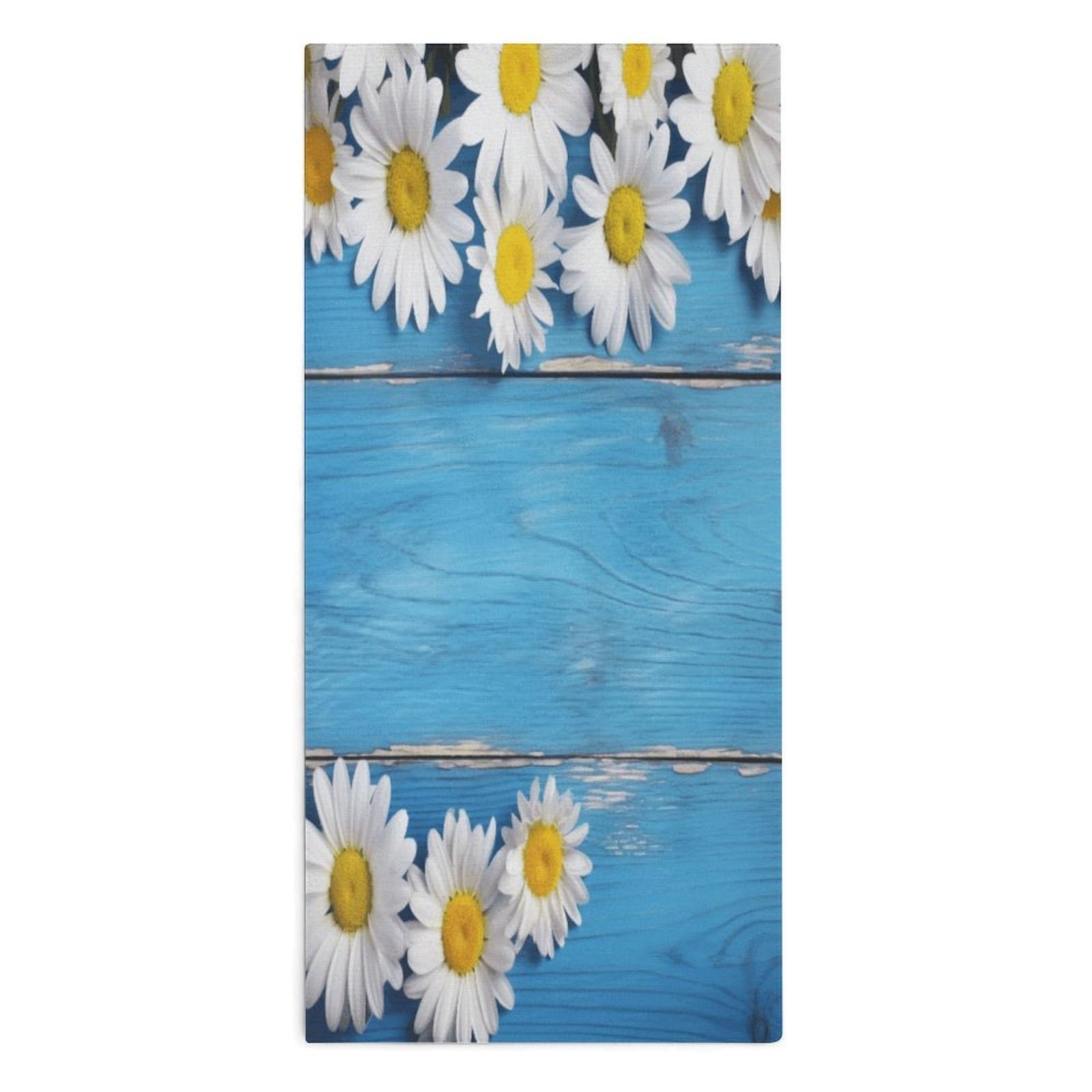 Btcowzrv Style Daisy Flowers Blue Wooden Bath Towel Beach Towels Shower Towel