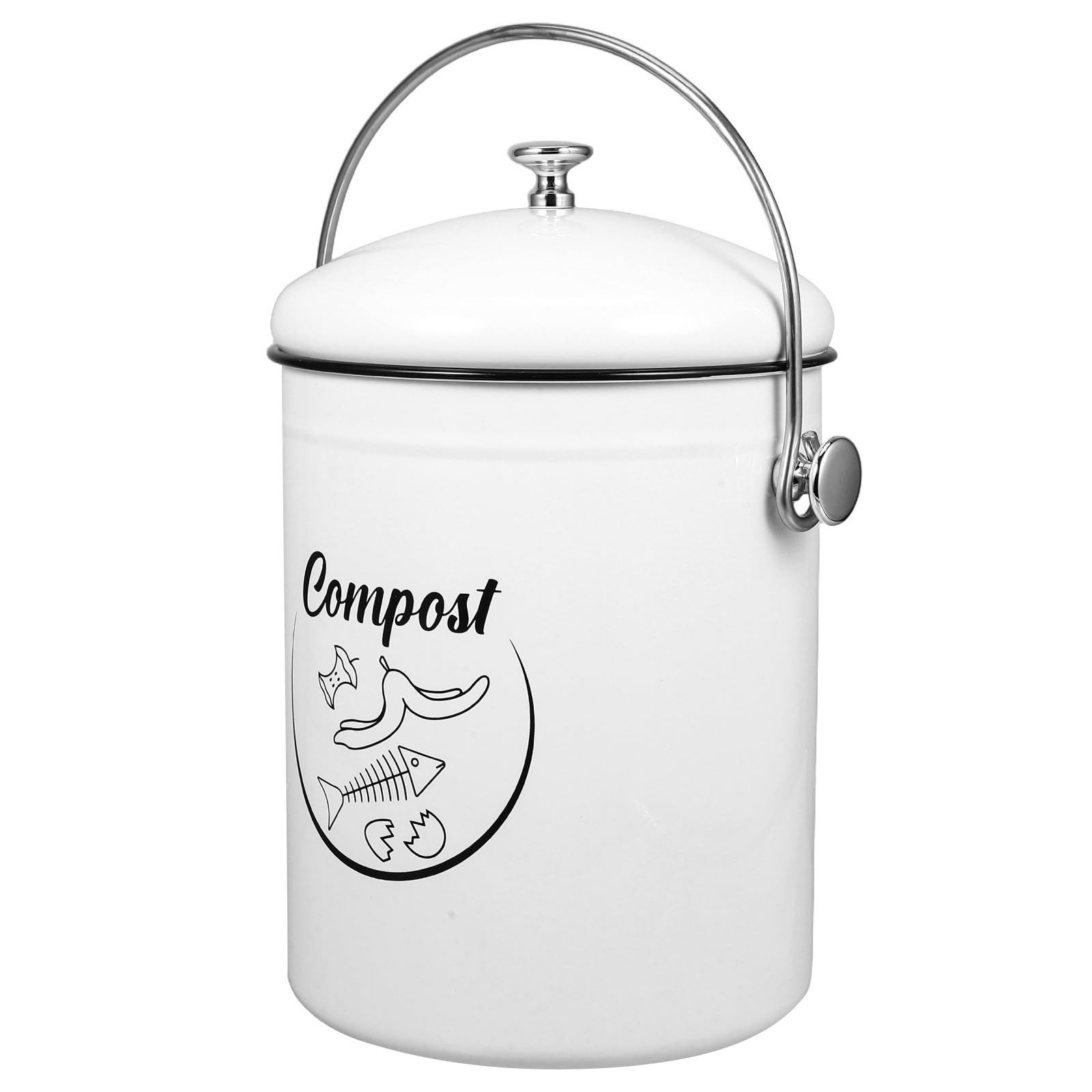 Cubo de Compost de Hierro con Tapa 5l para Cocina Color Blanco