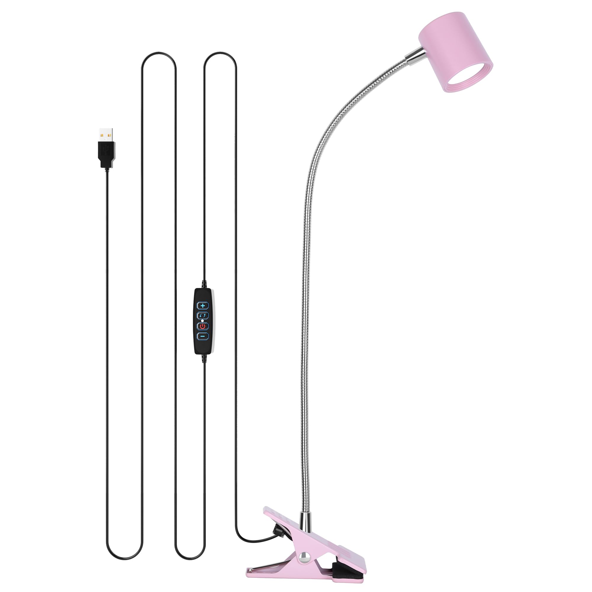 Dott Arts Desk Lamp,USB Clip On Light with 3 Color Modes,LED 10 Levels Brightness Reading Lamp, 360°Gooseneck Book Light,Eye-Care Reading Light for