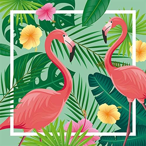 Walls By Me - Peel and Stick Poster Print Green and Pink Tropical Wall Art 5764-12in x 12in (31x31cm) -, Repositionable and Removable - Unframed
