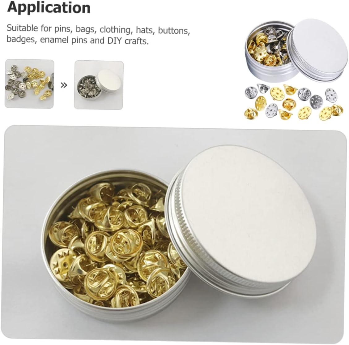 Compact Pin Backs Self-Locking Clasp for Crafts Badge Making and Jewelry Projects Secure Grip and Easy to Use