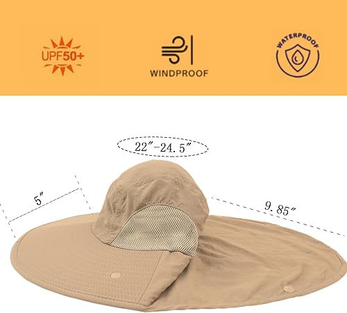 Miniatura 6 de Sombrero de pesca UPF 50+ para hombre y mujer, sombrero de ala ancha con cubierta facial desmontable y solapa para el cuello